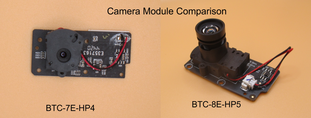 Comparison of camera modules from the Recon Force Elite HP4 (BTC-7E-HP4) and the Spec Ops Elite HP5 (BTC-8E-HP5)