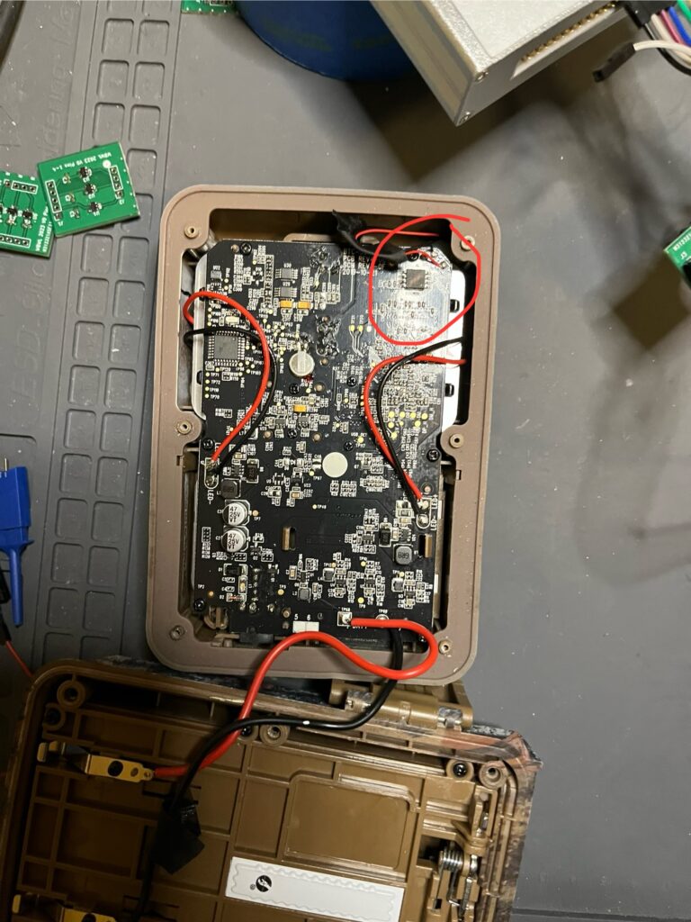 Trail camera circuit card showing location of EEPROM